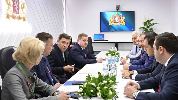 Министр экономики Ваан Керобян встретился с губернатором Свердловской области Евгением Куйвашевым и министром международных внешнеэкономических связей Свердловской области Вячеславом Яриным - Sputnik Армения