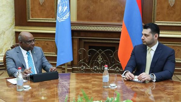 Вице-премьер Амбарцум Матевосян принял председателя Генеральной Ассамблеи ООН Абдуллу Шахида (27 июля 2022). Еревaн - Sputnik Армения