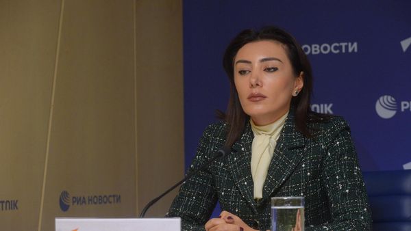 Гоар Барсегян во время телемоста Москва-Минск-Ереван-Бишкек в международном мультимедийном центре Sputnik (21 сентября 2022). Москва - Sputnik Армения