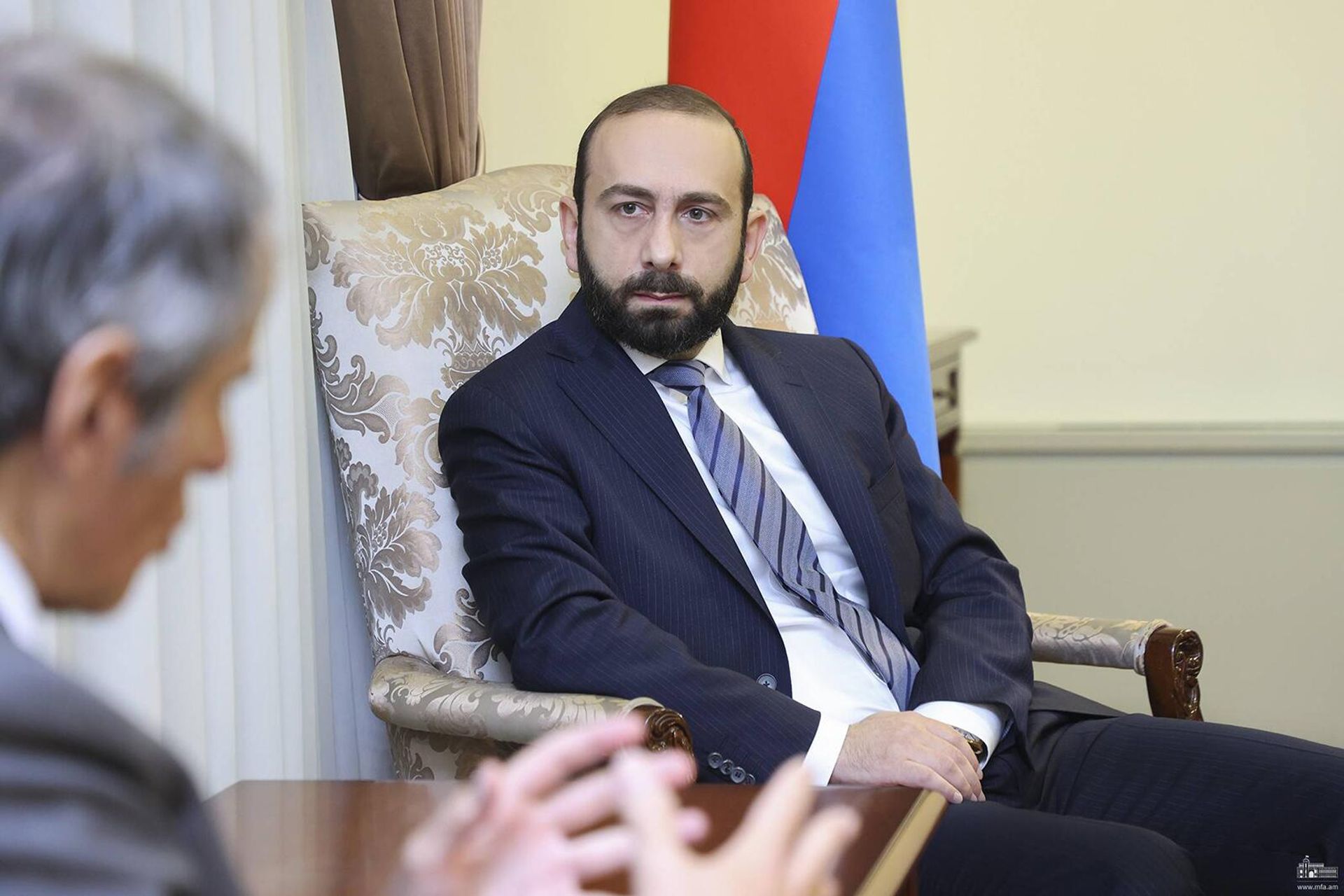 Министр иностранных дел Арарат Мирзоян на встрече с генеральным директором МАГАТЭ (4 октября 2022). Еревaн Министр иностранных дел Арарат Мирзоян на встрече с генеральным директором МАГАТЭ (4 октября 2022). Еревaн - Sputnik Արմենիա, 1920, 04.10.2022