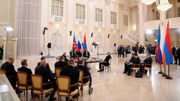 Նիկոլ Փաշինյանը, Վլադիմիր Պուտինը, Իլհամ Ալիևը - Sputnik Արմենիա