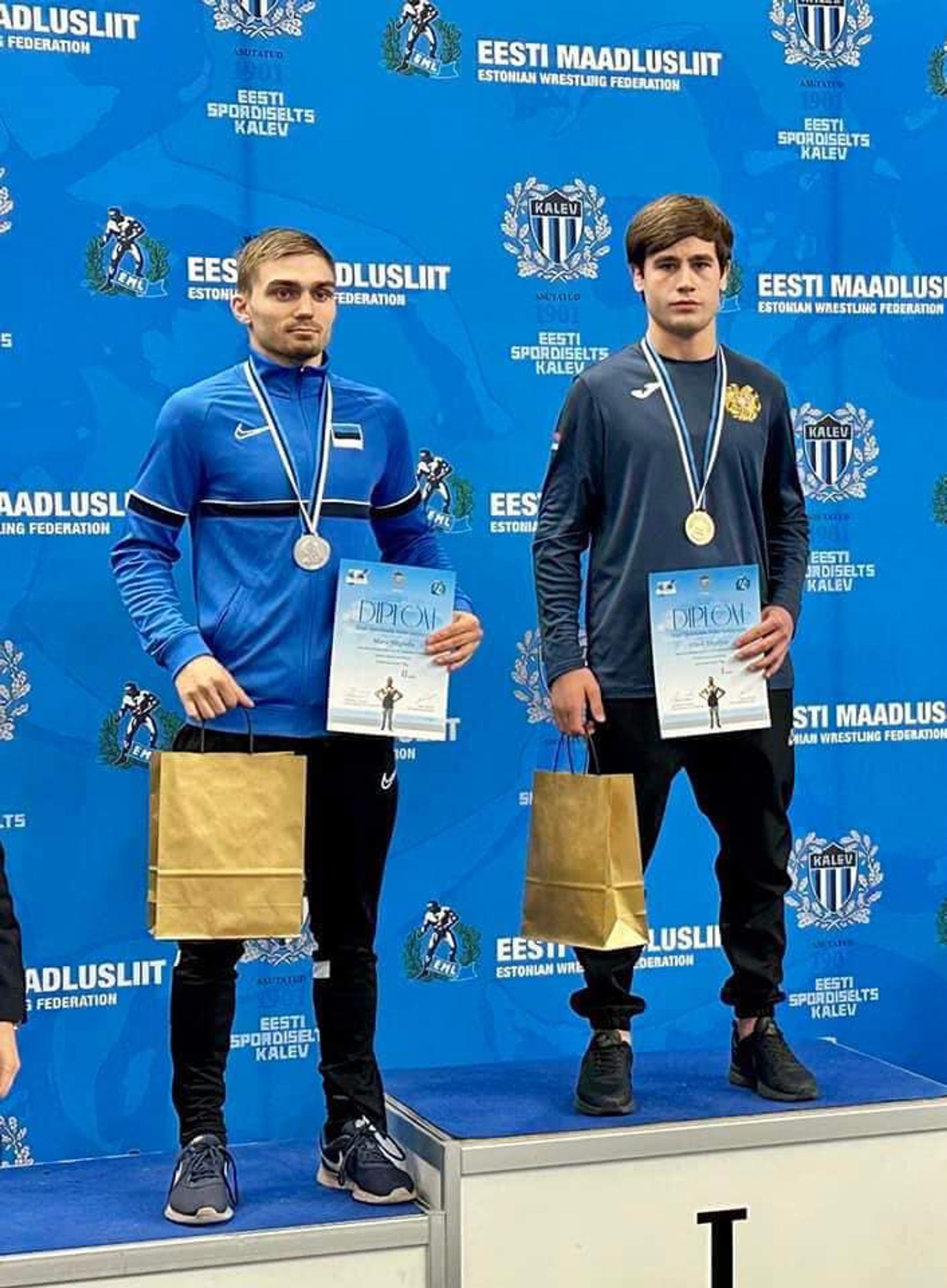 Победители на пьедестале почета чемпионата по борьбе имени Кристиана Палусалу в Талине - Sputnik Армения, 1920, 09.11.2022