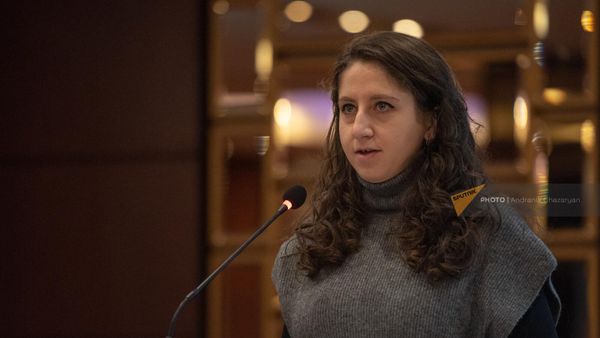 Заместитель министра экономики РА Ани Испирян на пленарном заседании Инвестиционный климат, финансовые риски и обеспечение устойчивого развития стран ЕАЭС (18 ноября 2022). Еревaн - Sputnik Армения