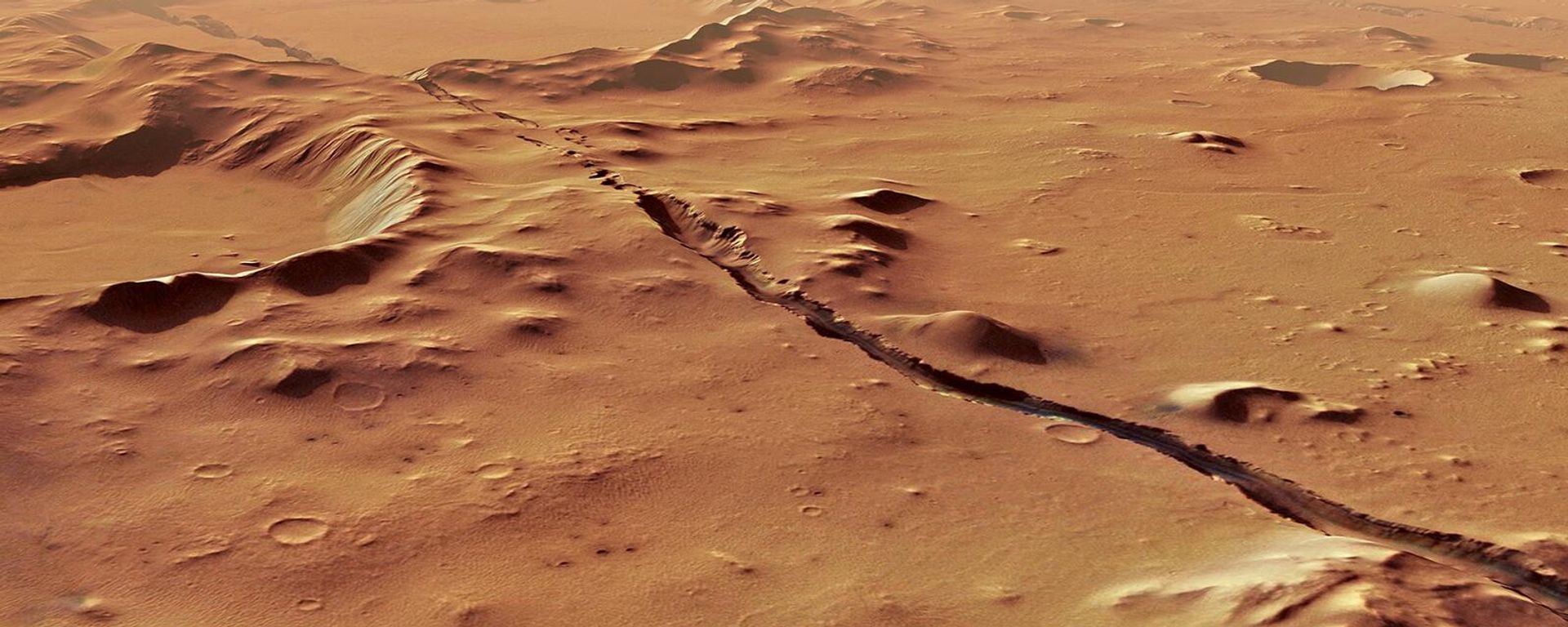 Один из разломов, составляющих систему борозд Цербера (Cerberus Fossae)  на Марсе - Sputnik Армения, 1920, 03.09.2024