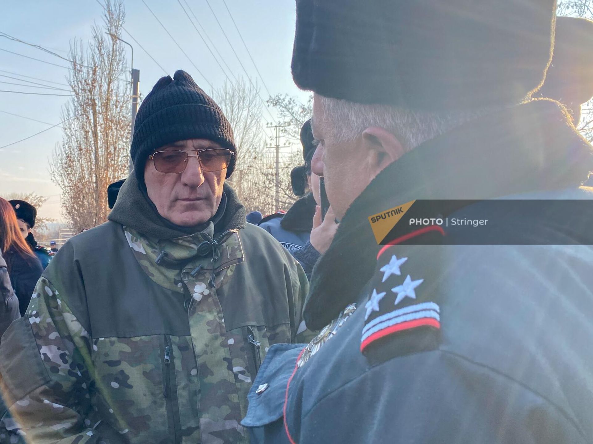 Армен Лусинян на акции протеста у российской военной базы (15 января 2023). Гюмри - Sputnik Армения, 1920, 15.01.2023