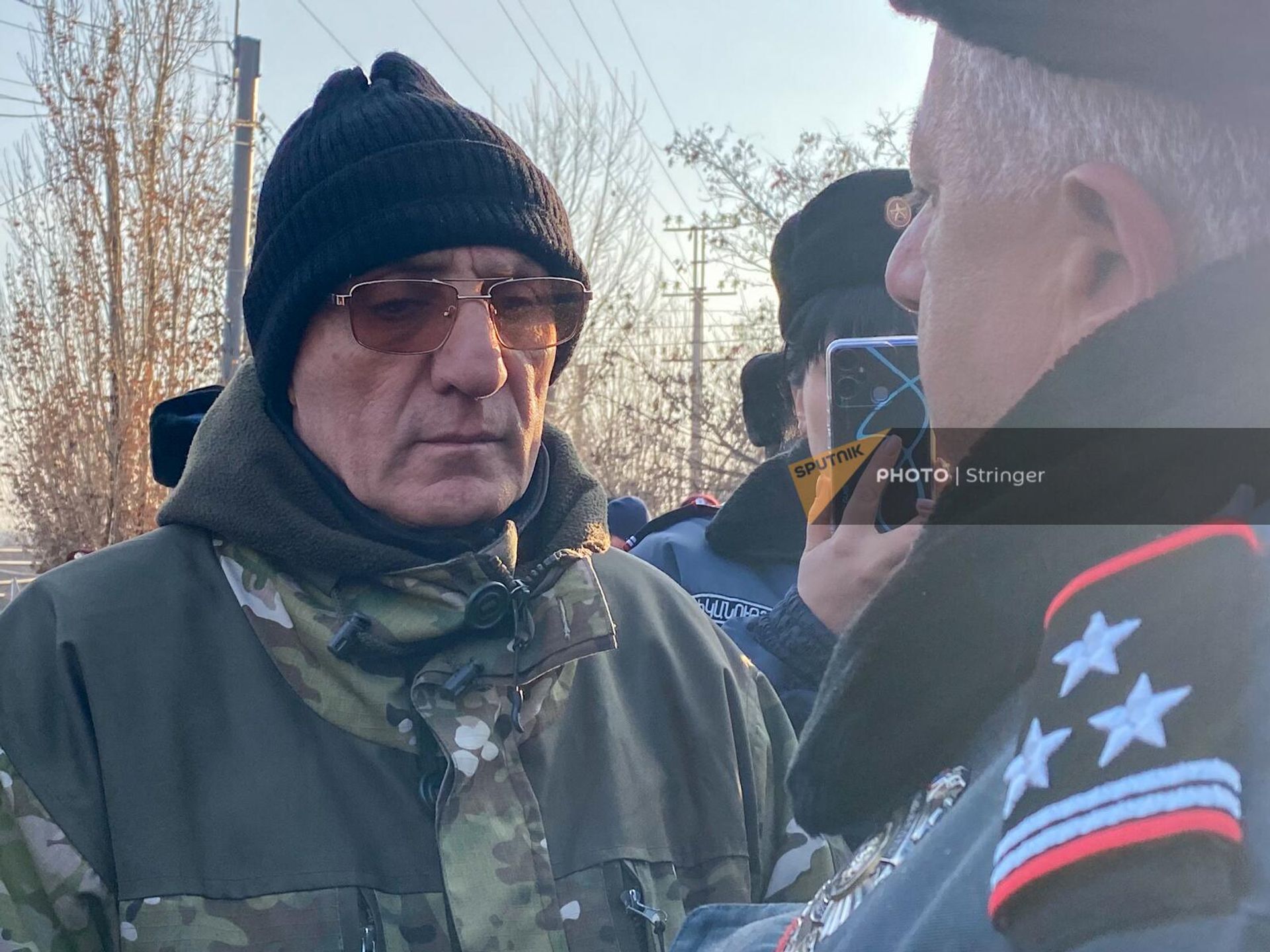 Армен Лусинян на акции протеста у российской военной базы (15 января 2023). Гюмри - Sputnik Արմենիա, 1920, 15.01.2023