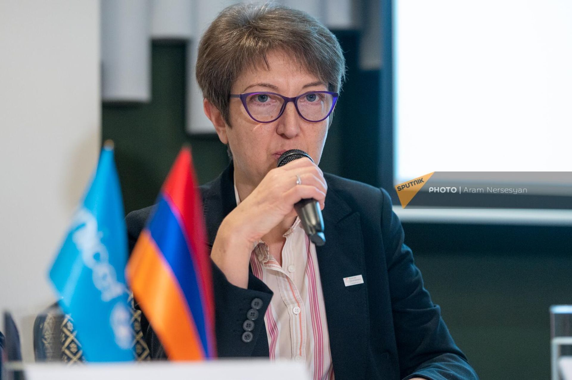 Заместитель директора армянского офиса Австрийского агентства развития Нора Аланакян на подписании межправительственной декларации о борьбе с изменением климата (18 января 2023). Еревaн Заместитель директора армянского офиса Австрийского агентства развития Нора Аланакян на подписании межправительственной декларации о борьбе с изменением климата (18 января 2023). Еревaн - Sputnik Армения, 1920, 18.01.2023