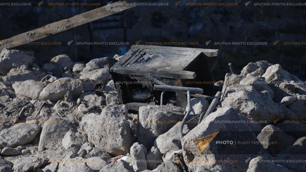 Сгоревшая воинская часть в селе Азат. где погибли 15 солдат (19 января 2023). Гегаркуник - Sputnik Армения
