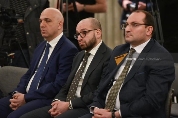 Церемония подписания меморандума о сотрудничестве между правительством Армении, Евразийским банком развития и ЗАО Лидиан Армения (22 февраля 2023). Еревaн - Sputnik Армения