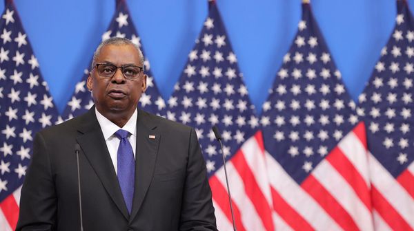 Министр обороны США Ллойд Остин во время пресс-конференции в штаб-квартире НАТО (14 февраля 2023). Брюссель - Sputnik Армения