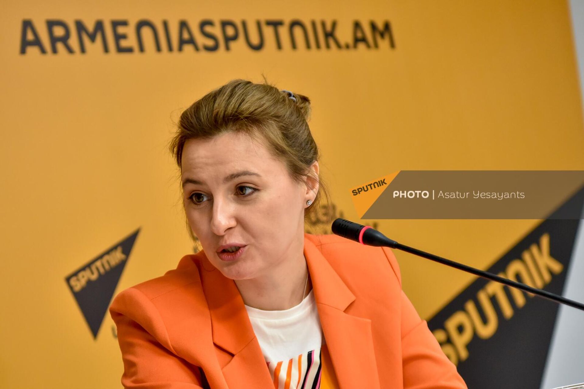 Анастасия Понамарева на пресс-конференции по теме Гуманитарное сотрудничество Российской Федерации и Республики Армения: текущее состояние, потенциал, механизмы оптимизации (31 марта 2023). Еревaн - Sputnik Армения, 1920, 31.03.2023