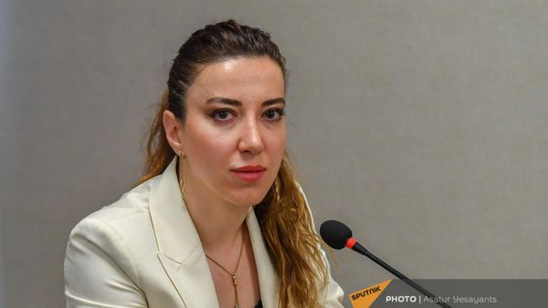 Руководитель Армянского центра международного и сравнительного права Сирануш Саакян на пресс-конференции (12 мая 2023). Еревaн - Sputnik Армения