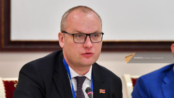 Алексей Сандыков на двусторонней российско-армянской конференции Развитие российско-армянских отношений в евразийском пространстве (1 июня 2023). Еревaн - Sputnik Армения