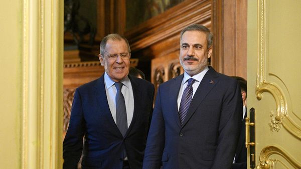 Пресс-подход по итогам встречи министров иностранных дел РФ и Турции Сергея Лаврова и Хакана Фидана (31 августа 2023). Москвa - Sputnik Армения