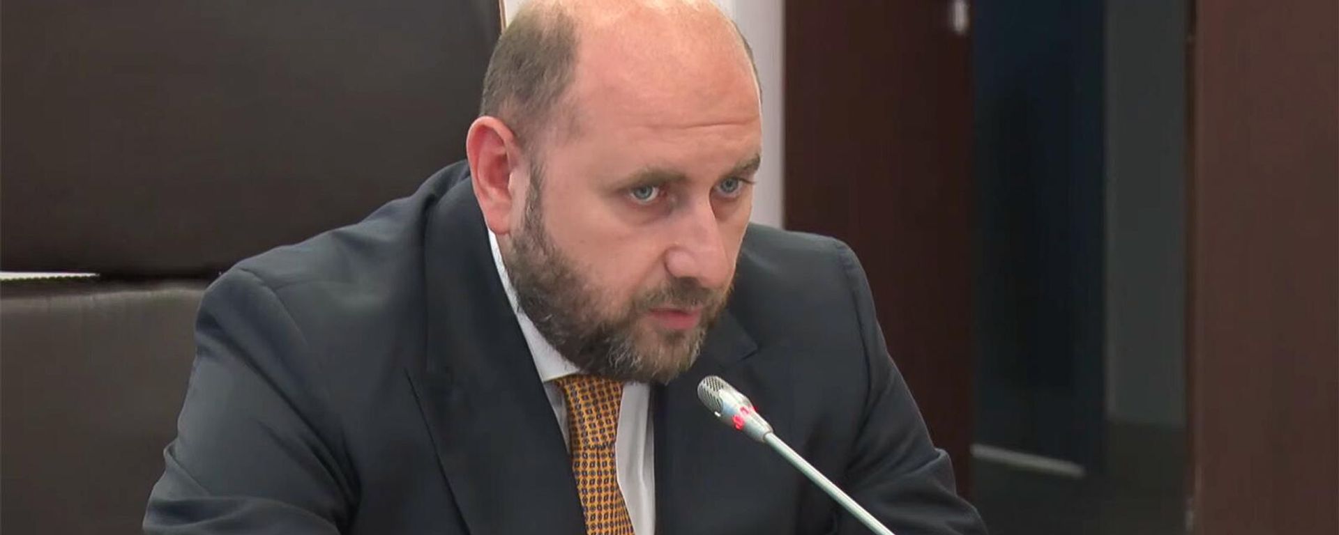Кадр с пресс-конференции председателя Центрального банка Армении Мартина Галстяна (12 сентября 2023). Еревaн - Sputnik Армения, 1920, 30.01.2024