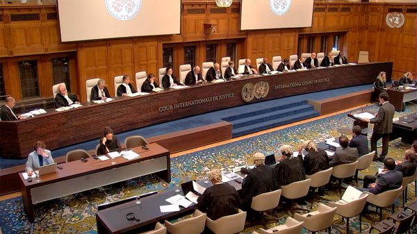 Представитель Армении по международным правовым вопросам Егише Киракосян на публичных слушаний Армении против Азербайджана (12 октября 2023). Гаага - Sputnik Армения