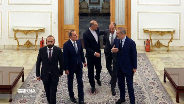 Главы МИД Армении, Азербайджана, Ирана, России и Турции на встрече в рамках 3+3 (23 октября 2023). Тегеран - Sputnik Армения