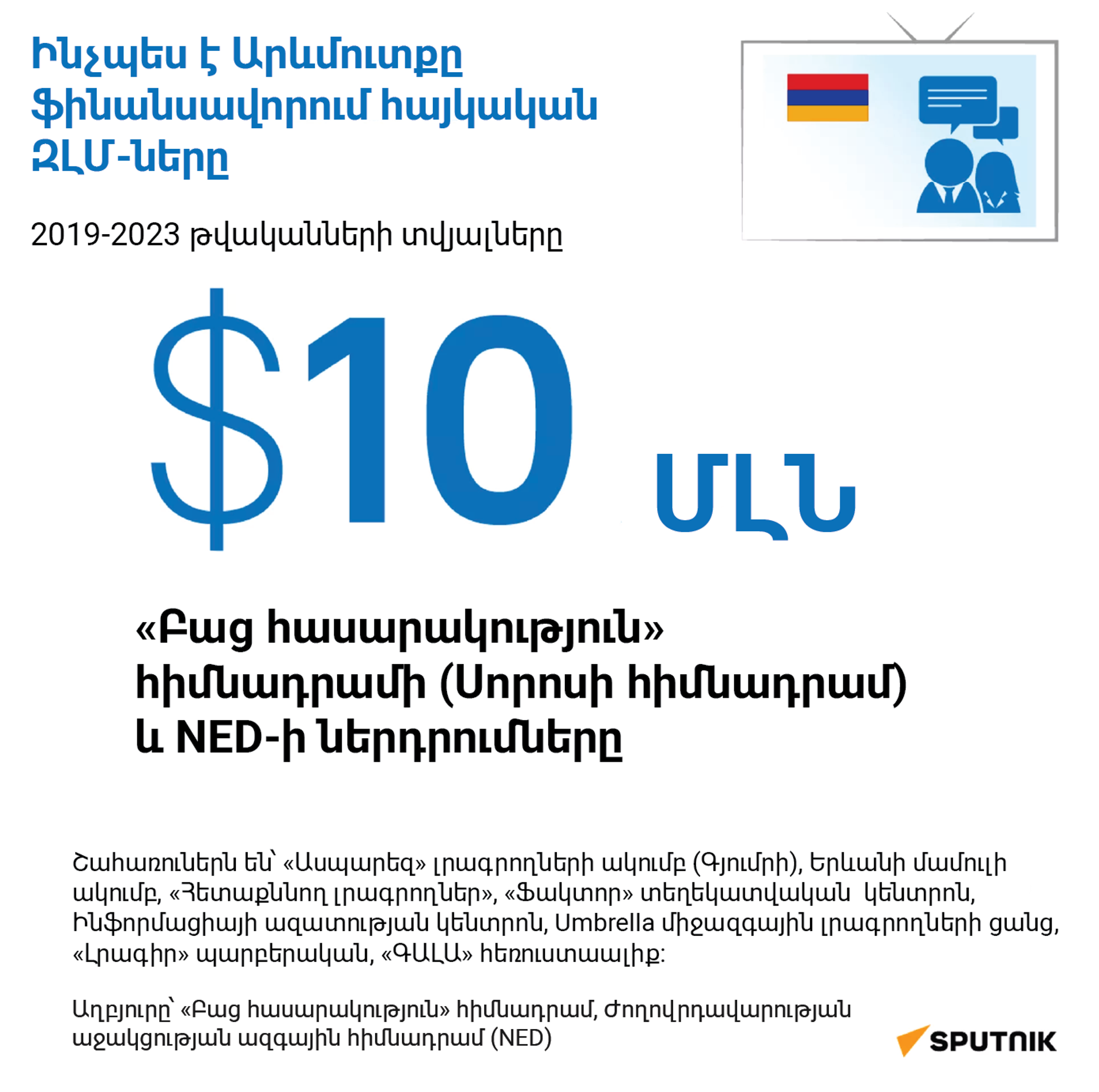 Ինչպես է Արևմուտքը ֆինանսավորում հայկական ԶԼՄ-ները - Sputnik Արմենիա, 1920, 11.11.2023