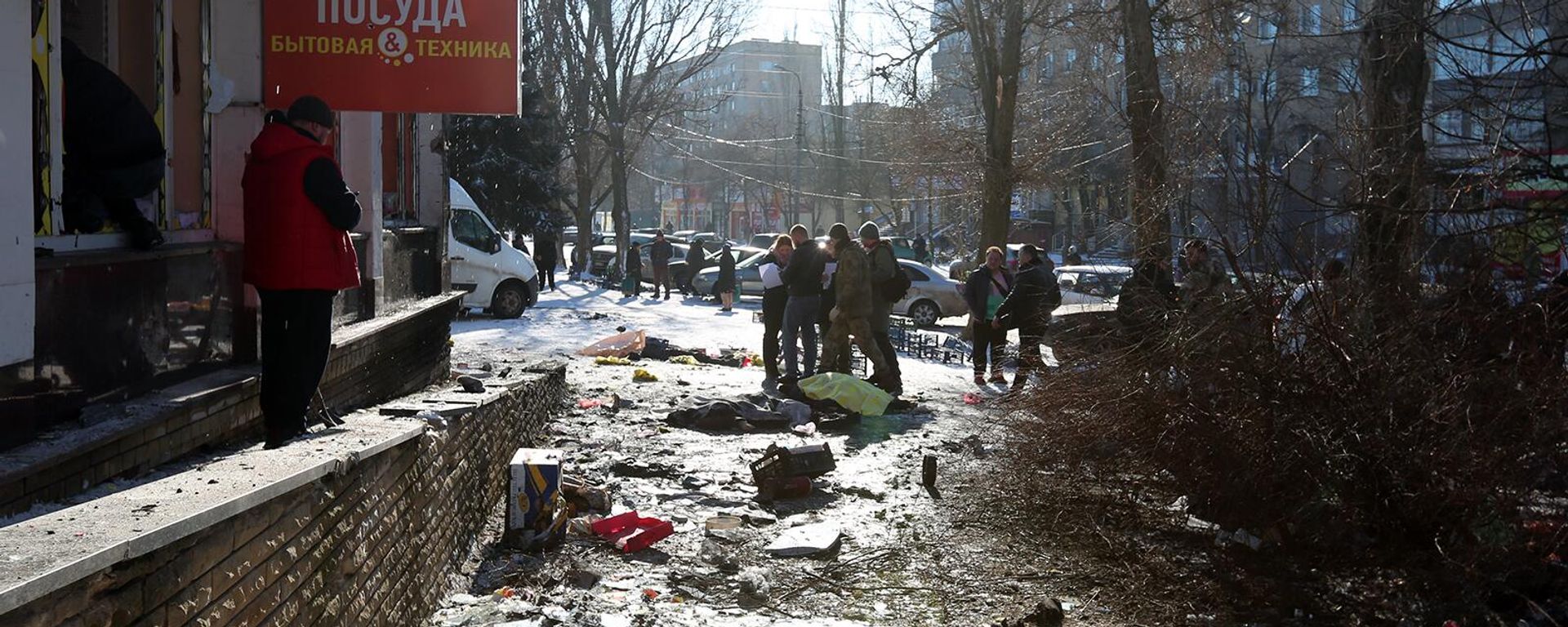 Последствия обстрелов Кировского района со стороны ВСУ (21 января 2024). Донецк - Sputnik Армения, 1920, 22.01.2024