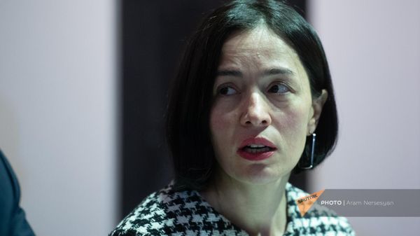 Министр ОНКС Жанна Андреасян во время пресс-конференции в музее-институте Комитаса (29 января 2024). Еревaн - Sputnik Армения