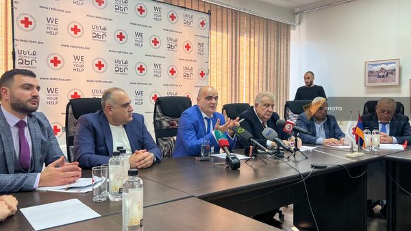 Հայկական Կարմիր խաչի անդամների և փաստաբան Լևոն Բաղդասարյանի ասուլիսը - Sputnik Արմենիա