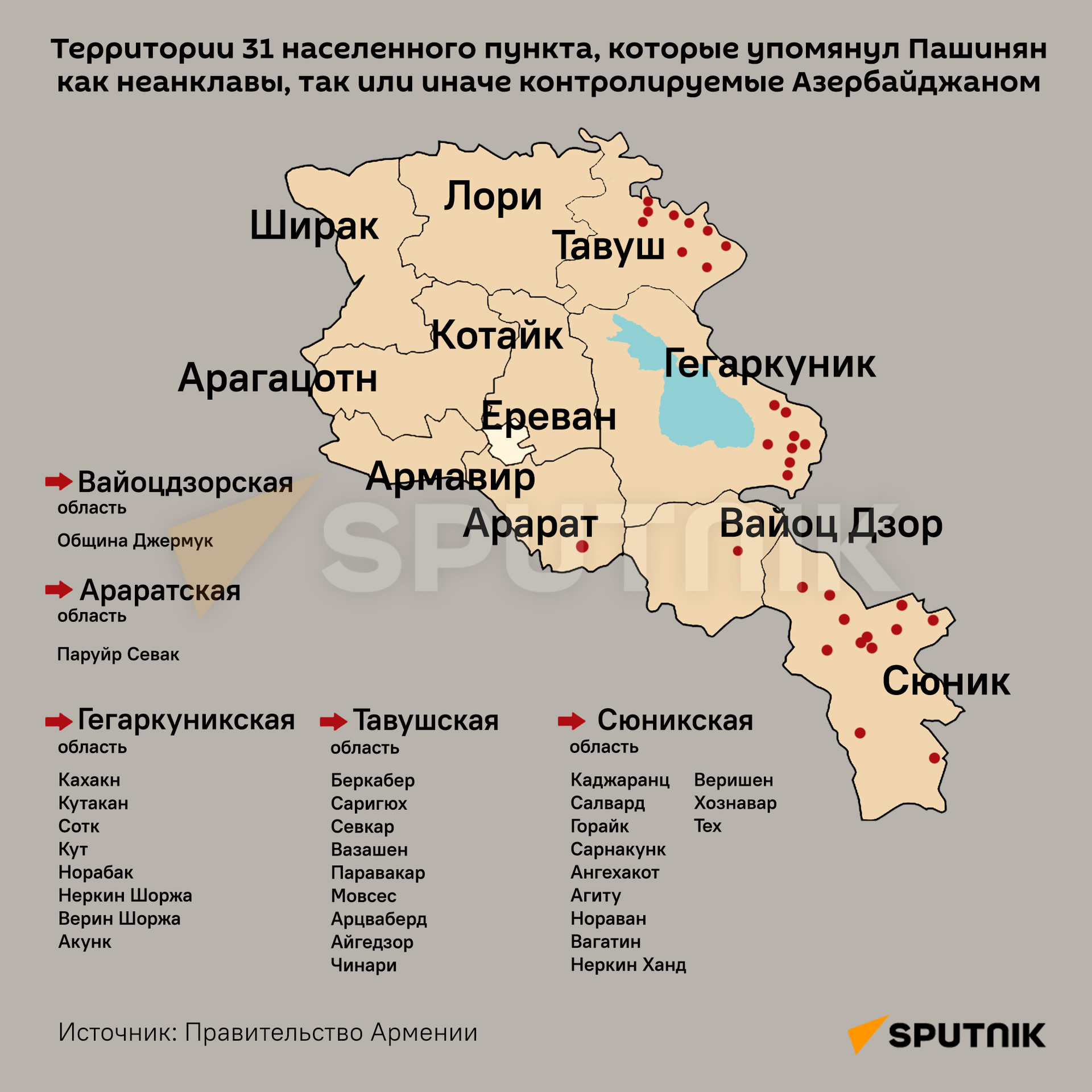 Населенные пункты Армении, так или иначе контролируемые Азербайджаном - Sputnik Армения, 1920, 03.03.2024