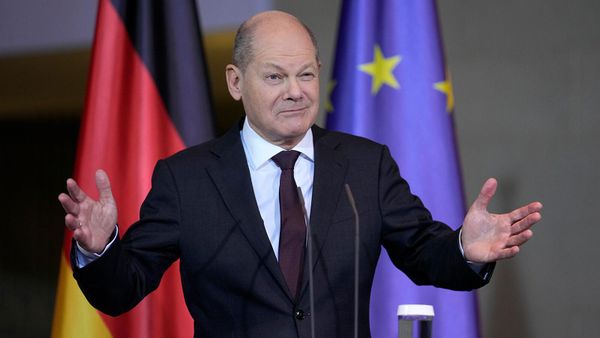 Канцлер Германии Олаф Шольц во время совместной пресс-конференции с премьер-министром Малайзии (11 марта 2024). Берлин - Sputnik Армения