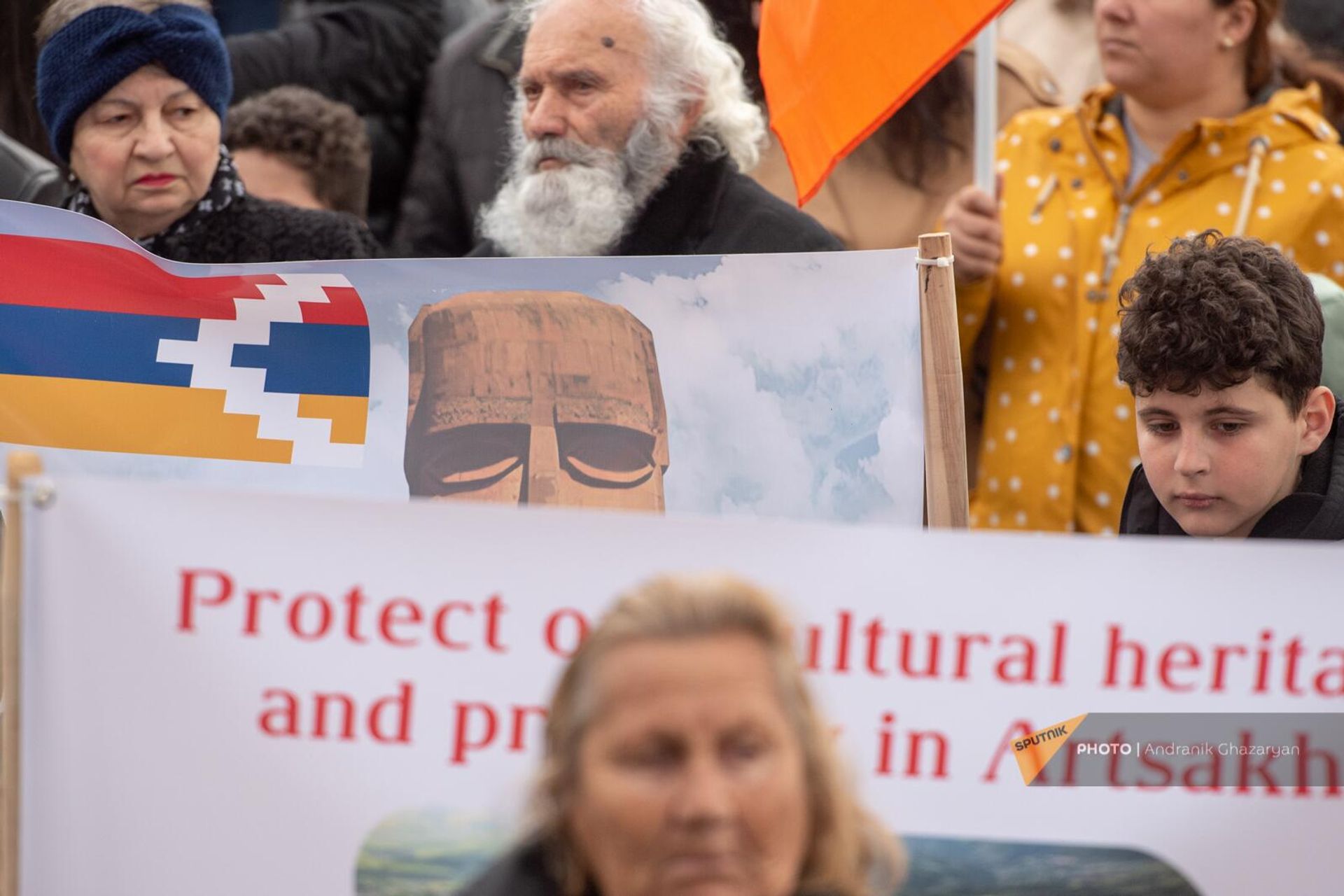 Акция вынужденных переселенцев из НК на площади Свободы (20 марта 2024). Еревaн - Sputnik Армения, 1920, 20.03.2024