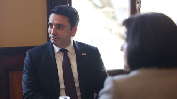 Спикер НС Ален Симонян на встрече со спикером парламента Азербайджана Сахибой Гафаровой (22 марта 2024). Женева - Sputnik Армения