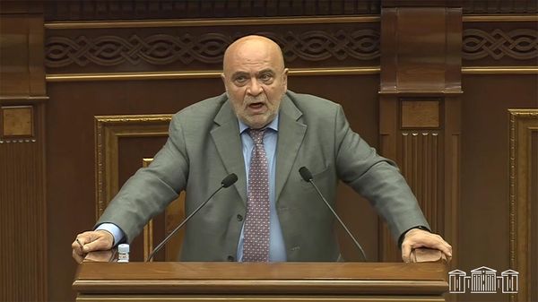 Глава комиссии по ТВ Армении Тигран Акопян на очередном заседании Национального собрания Армении (30 апреля 2024). Еревaн - Sputnik Армения