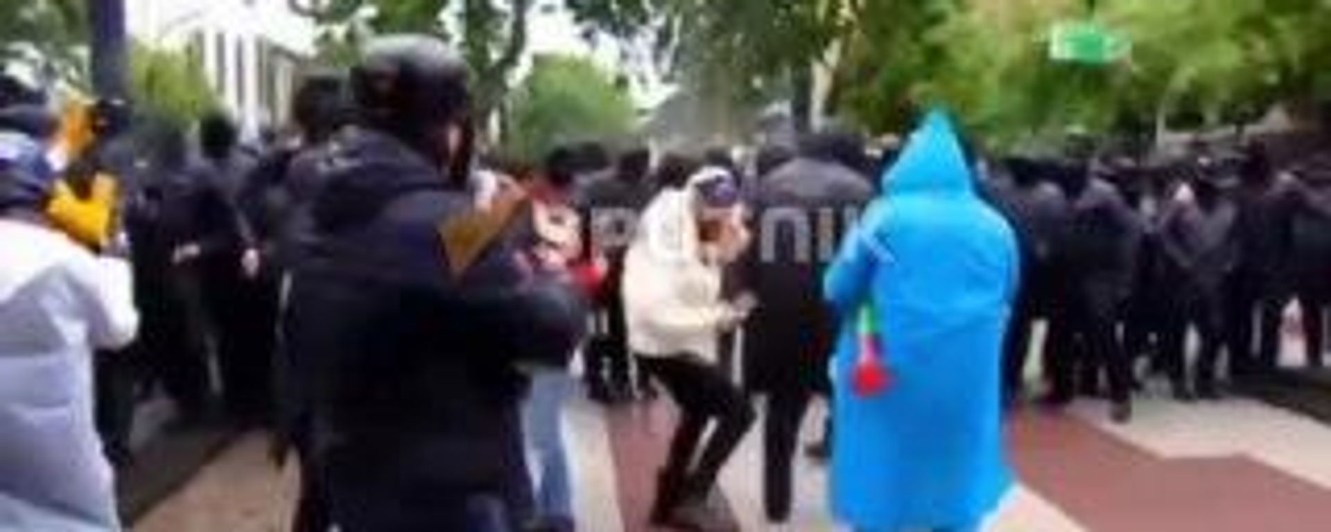 Полиция задерживает протестующих против закона об иноагентах и использует перцовый спрей - Sputnik Армения, 1920, 14.05.2024