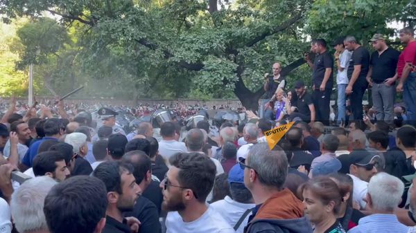 Потасовка участников митинга с полицейскими (12 июня 2024). Еревaн - Sputnik Армения