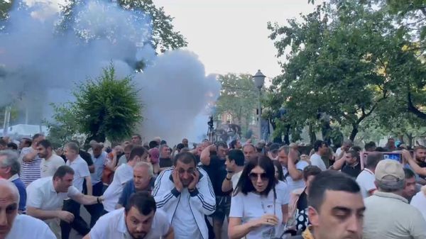 Полиция применяет светошумовые гранаты для разгона протестующих у здания парламента в Ереване - Sputnik Армения