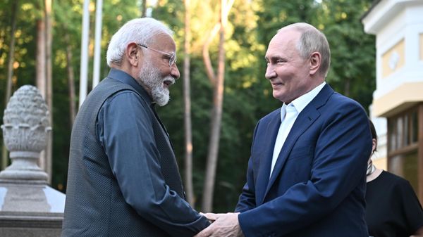 Встреча президента Владимира Путина с премьер-министром Индии Нарендрой Моди в резиденции Ново-Огарево (9 июля 2024). Московская область - Sputnik Армения