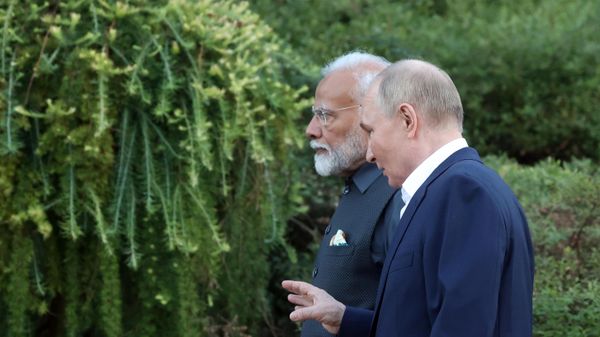 Встреча президента Владимира Путина с премьер-министром Индии Нарендрой Моди в резиденции Ново-Огарево (9 июля 2024). Московская область - Sputnik Армения