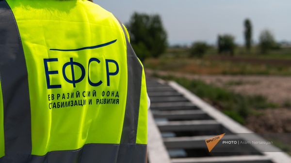 Сотрудник ЕФСР рядом с акведуком у села Аршалуйс - Sputnik Армения