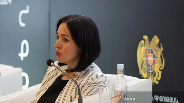 Министр ОНКС Жанна Андреасян на открытии Международного арменоведческого конгресса (19 июля 2024). Еревaн - Sputnik Армения