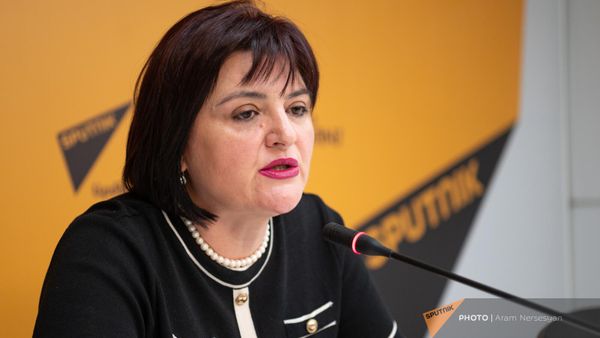 Член фракции Национальный прогресс Совета старейшин Еревана Кристина Варданян на пресс-конференции о ситуации с зелеными насаждениями столицы (31 июля 2024). Еревaн - Sputnik Армения