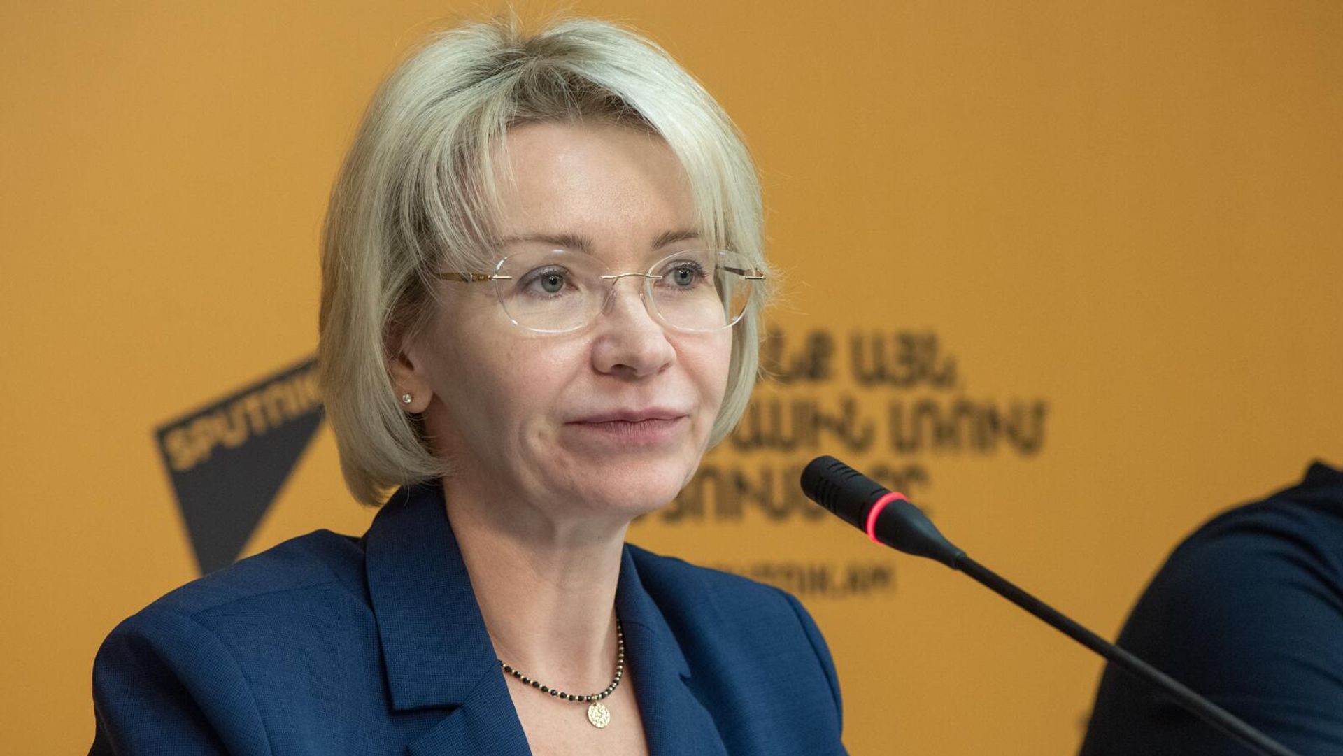 Валентина Комлева во время пресс-конференции по итогам Форума лидеров развития -2024 (11 ноября 2024). Еревaн - Sputnik Армения, 1920, 11.11.2024