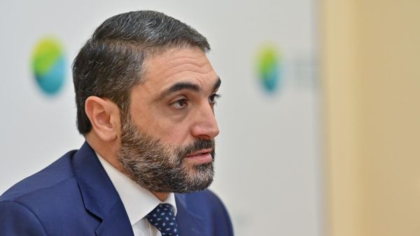 Министр окружающей среды Акоб Симидян проводит пресс-конференцию по итогам деятельности министерства за 2024 год и реформ, проведенных в этой области (10 января 2025). Еревaн - Sputnik Армения