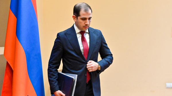 Глава КГД Эдуард Акопян во время пресс-конференции по итогам 2024 года (16 января 2025). Еревaн - Sputnik Армения