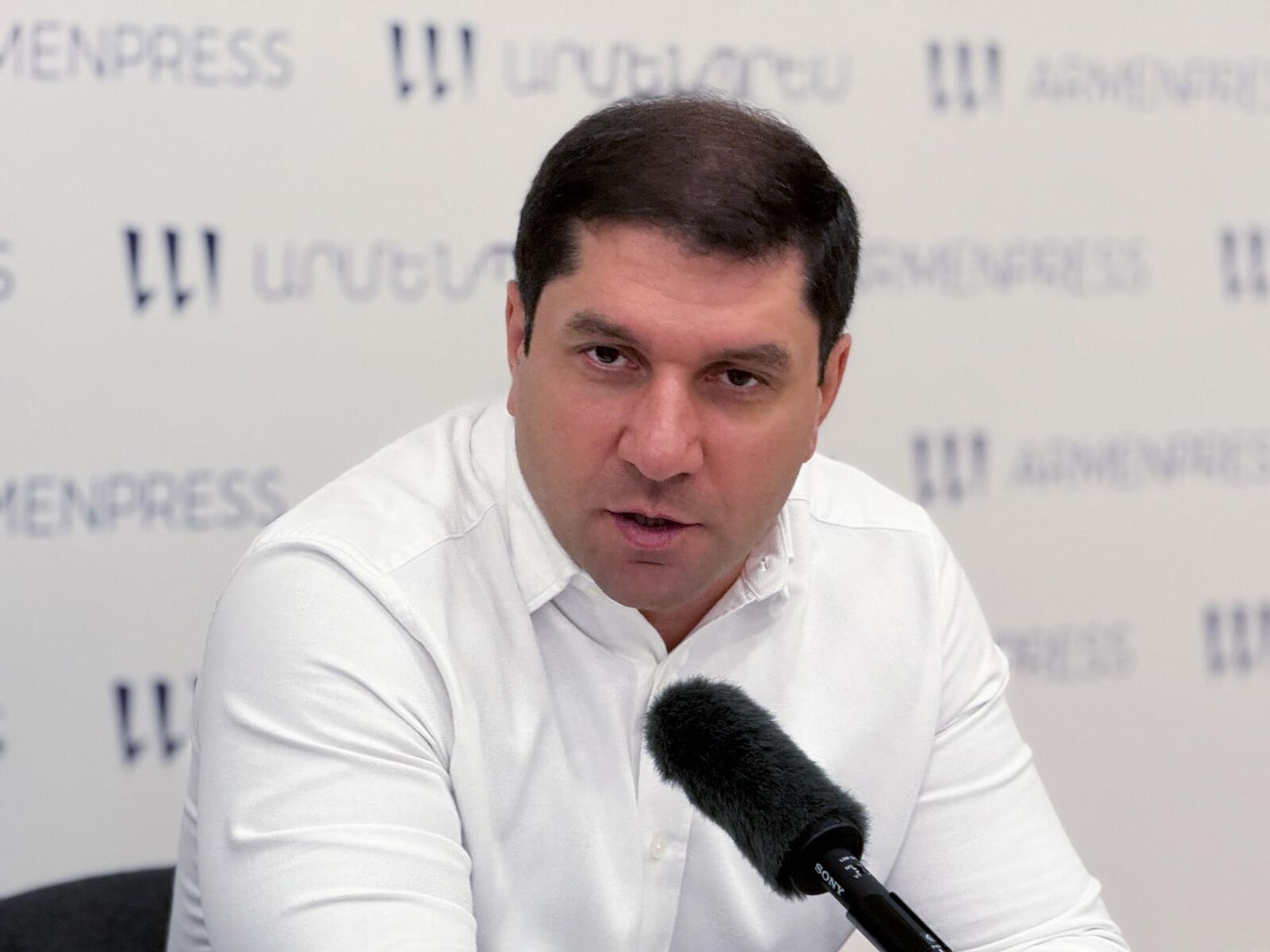 Ответственный за подготовку аналоговых космонавтов AMADEE24 Armenia, диетолог Ованнес Авакян на пресс-конференции (29 января 2025). Еревaн - Sputnik Արմենիա, 1920, 29.01.2025