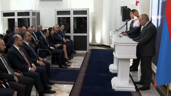 Совместная пресс-конференция премьер-министров Армении и Грузии Никола Пашиняна и Ираклия Кобахидзе по итогам встречи (30 января 2025). Еревaн - Sputnik Армения