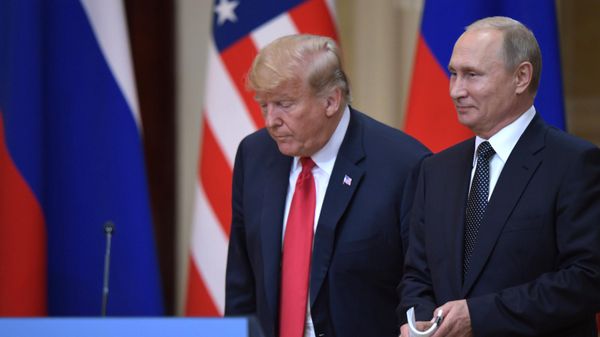 Президенты РФ и США Владимир Путин и Дональд Трамп на совместной пресс-конференции по итогам встречи (16 июля 2018). Хельсинки - Sputnik Армения