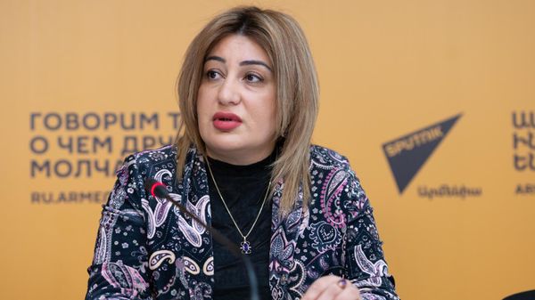 Cоучредитель правозащитной общественной организации Право на здоровье Ануш Погосян на пресс-конференции (21 февраля 2025). Еревaн - Sputnik Армения