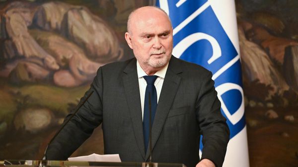 Генеральный секретарь ОБСЕ Феридун Синирлиоглу во время пресс-подхода по итогам встречи с министром иностранных дел РФ (11 марта 2025). Москвa - Sputnik Армения