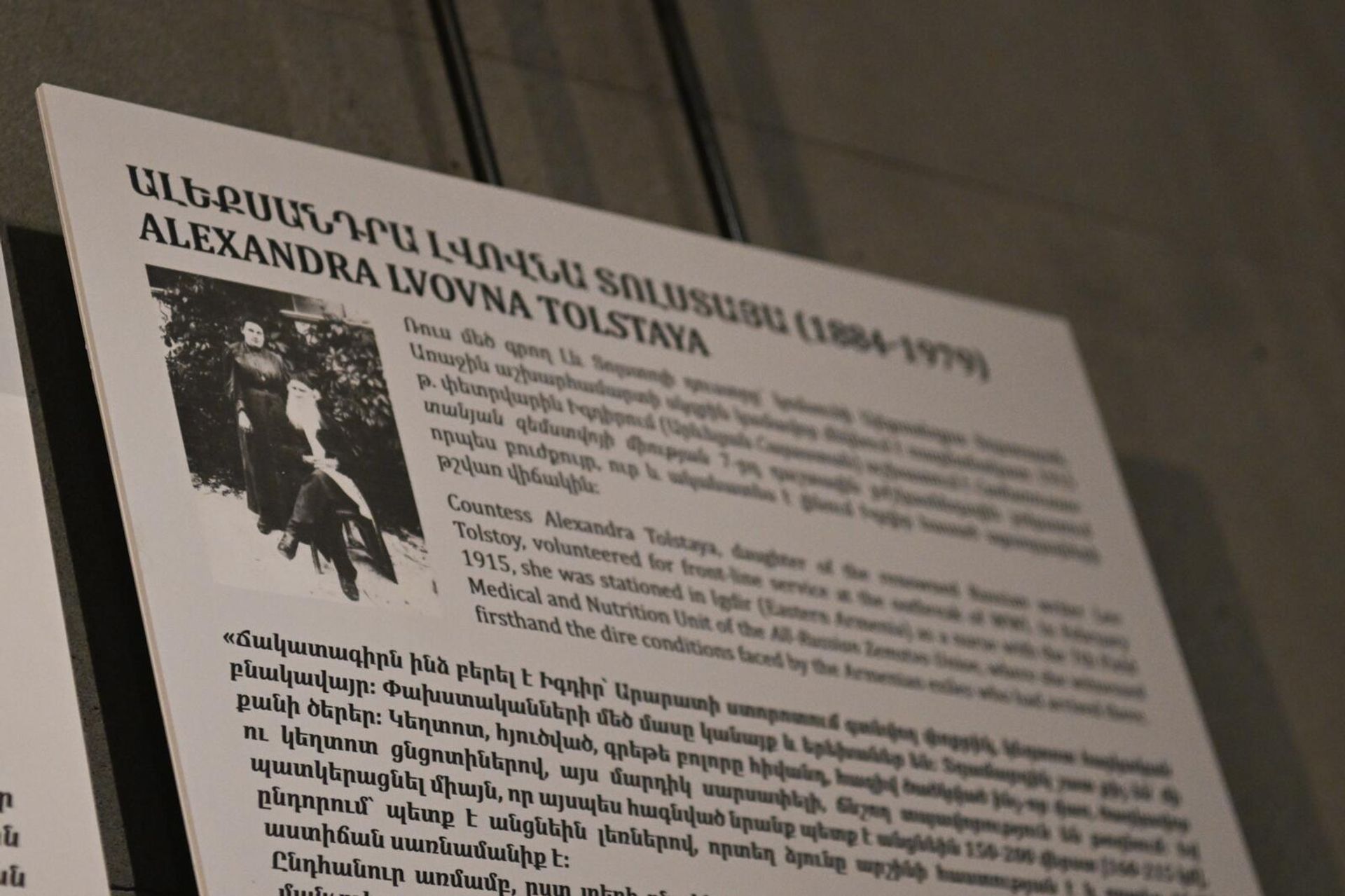 Запись дочери великого писателя Льва Толстого - графини Александры Толстой в экспозиции этого года в музее-институте Геноцида армян (23 апреля 2025). Еревaн - Sputnik Արմենիա, 1920, 23.04.2025