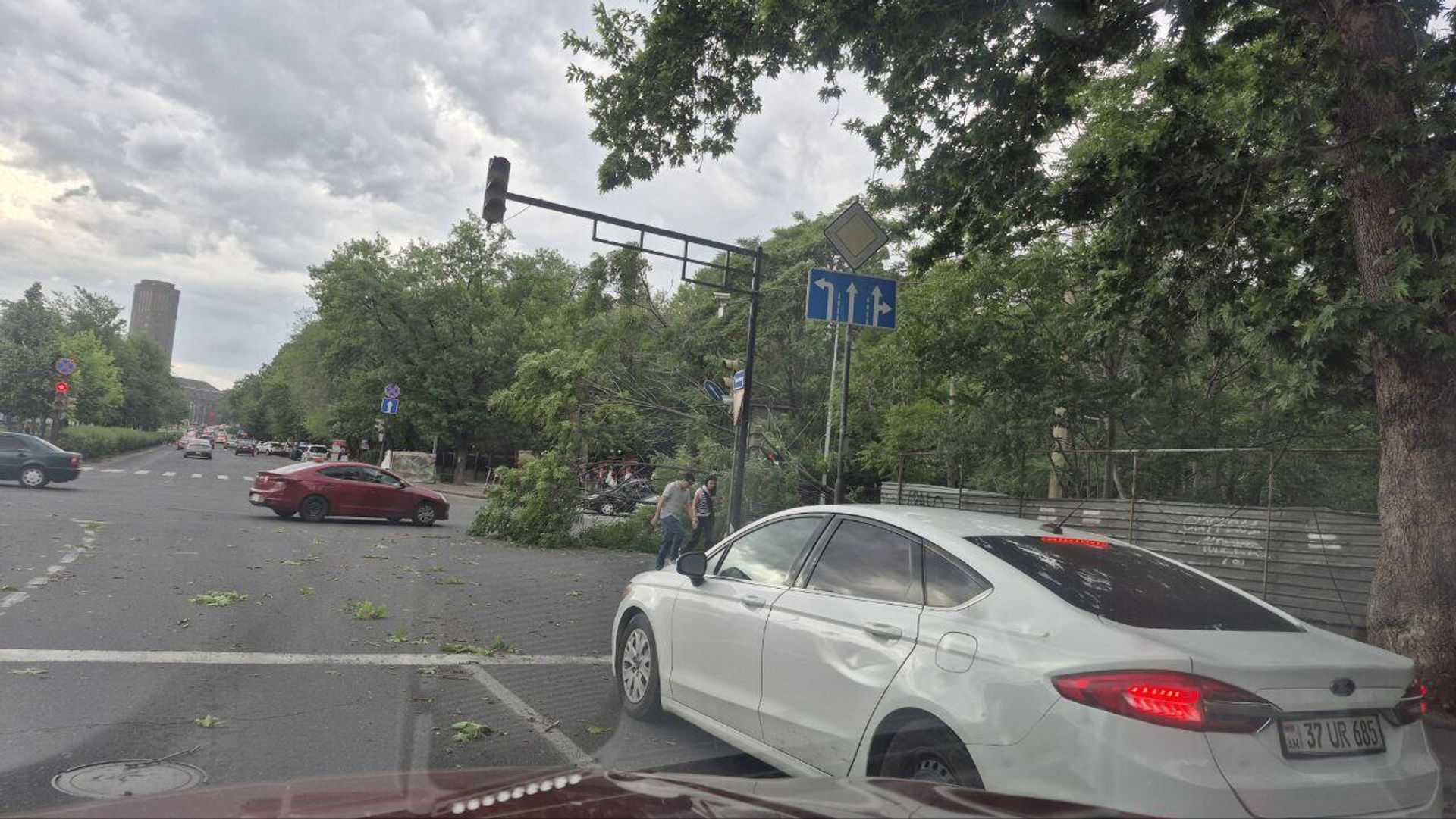 Поваленное от ветра дерево на перекрестке улиц Закяна-Хоренаци (11 мая 2025). Еревaн - Sputnik Армения, 1920, 11.05.2025