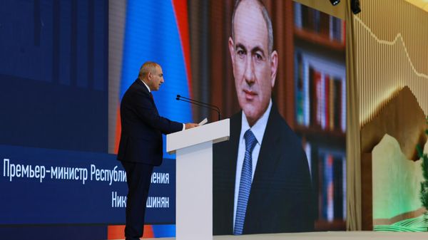 Премьер-министр Никол Пашинян выступает на пленарном заседании Международной экологической конференции (25 июля 2025). Алтай - Sputnik Արմենիա