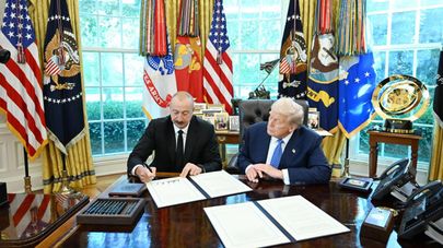 Встреча президентов США и Азербайджана Дональда Трампа и Ильхама Алиева (8 августа 2025). Вашингтон